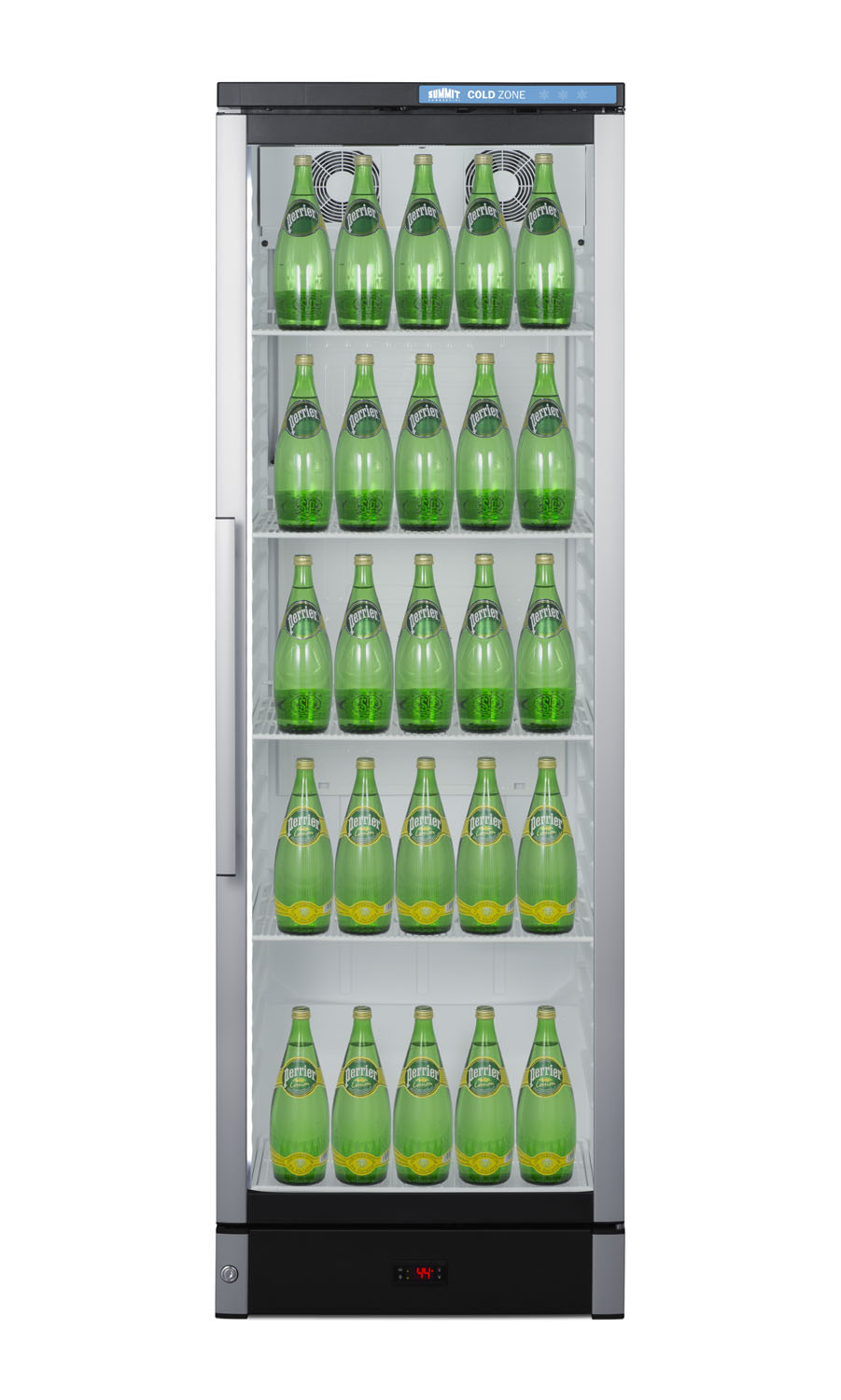 Commercial glass door beverage center with lock